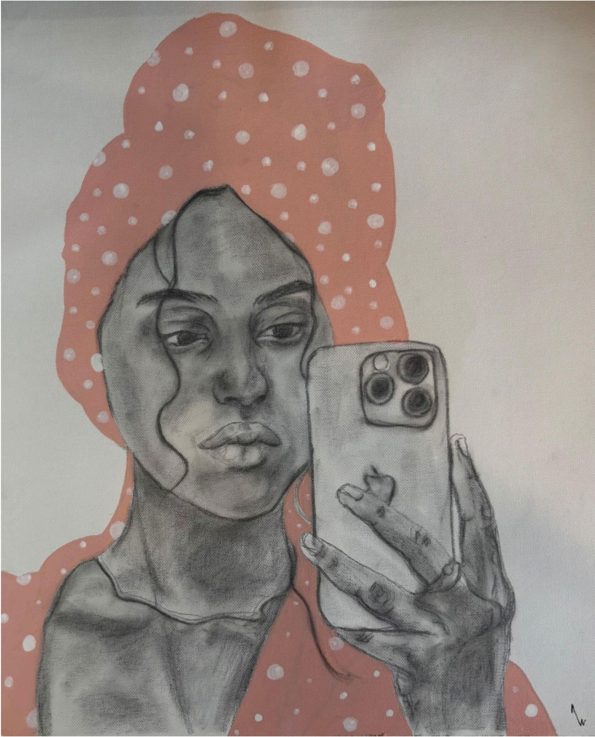 Selfie — Acrylic & graphite on canvas pad